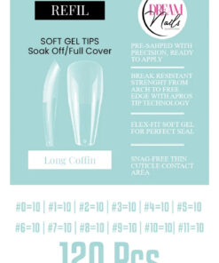 120 UÑAS SOFTGEL DREAM NAILS COFFIN LONG (BOLSA)- INS1793