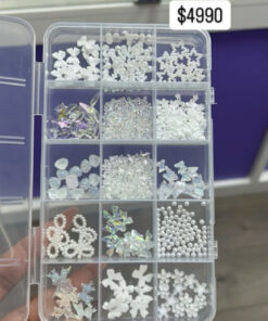 CAJA DE DECORACIONES (LAZOS, FLORES, PERLAS) - MS - 54