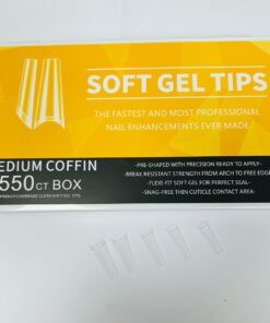 550 TIPS MEDIUM COFFIN PARA UÑAS ACRILICAS, POLYGEL O GEL (CAJA AMARILLA)- INS3148