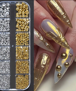 CAJA DE PERLAS DORADAS Y PLATEADAS - INS4107