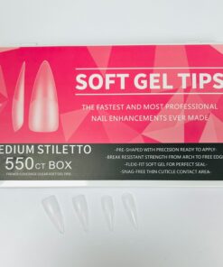 550 TIPS MEDIUM STILETTO PARA UÑAS ACRILICAS, POLYGEL O GEL (CAJA ROSA)- INS3147